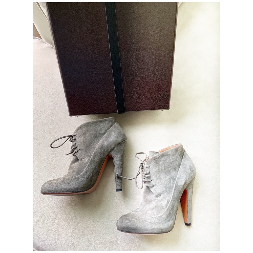 ALAIA Suede Laceup Ankle Boots